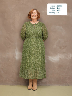 Maeve Dress - Lurex & Print Green