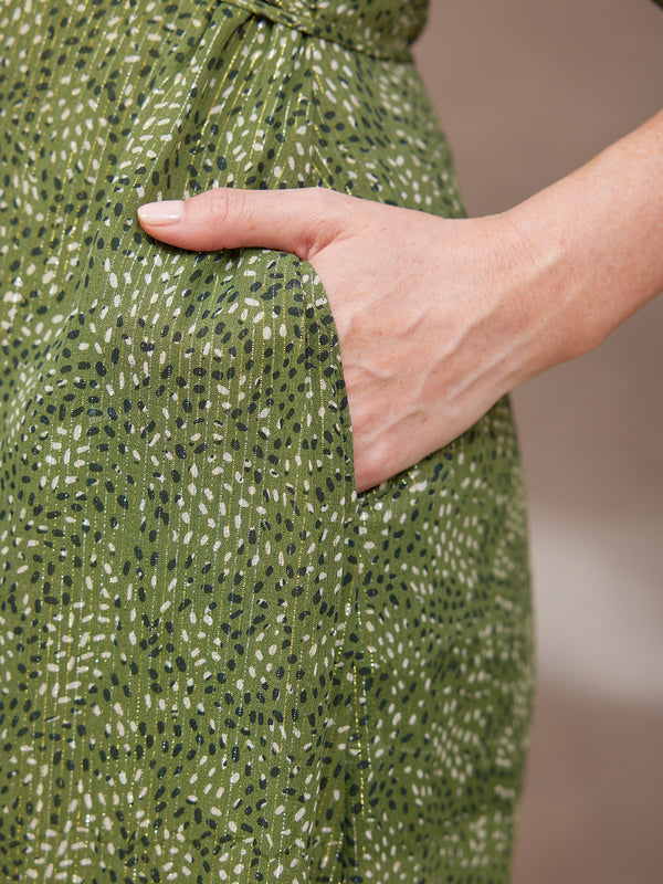 Maeve Dress - Gold Lurex & Green