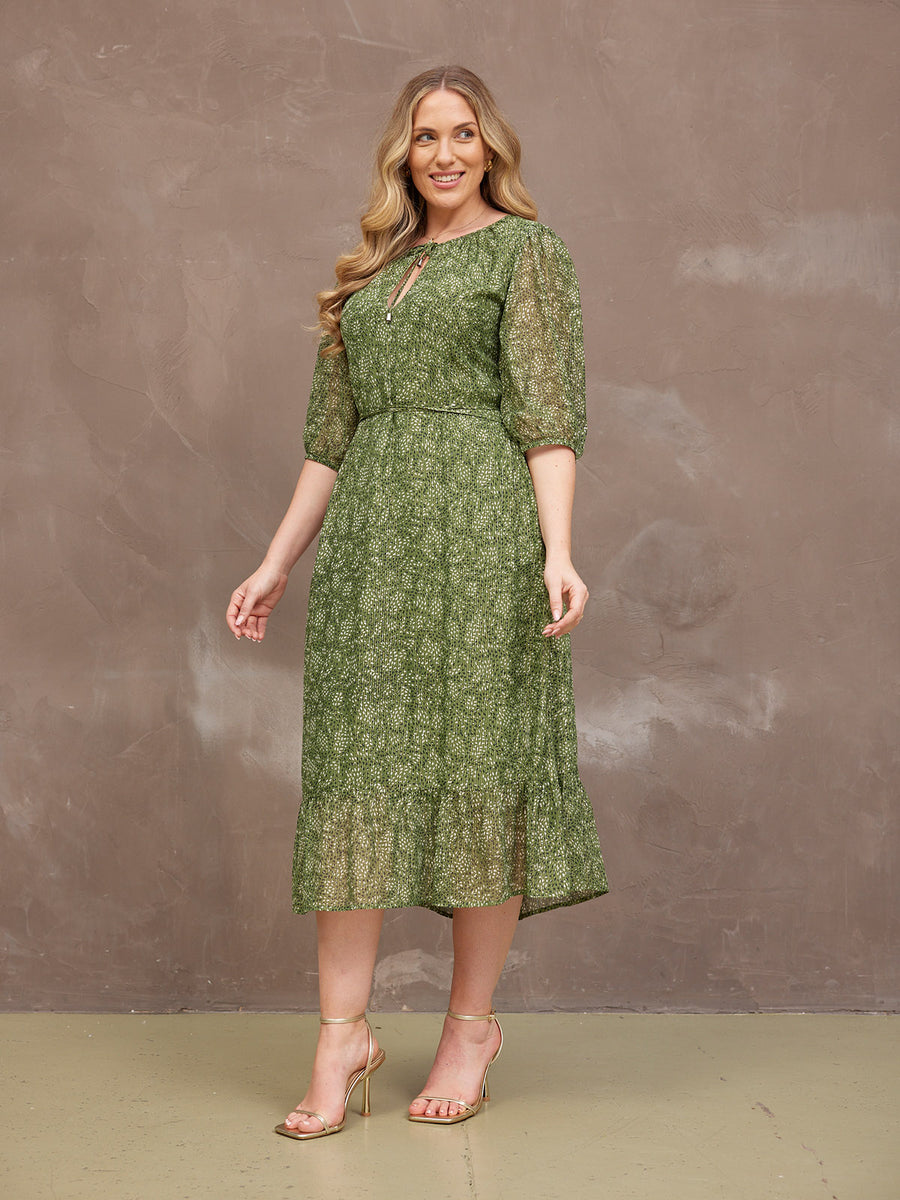 Maeve Dress - Gold Lurex & Green
