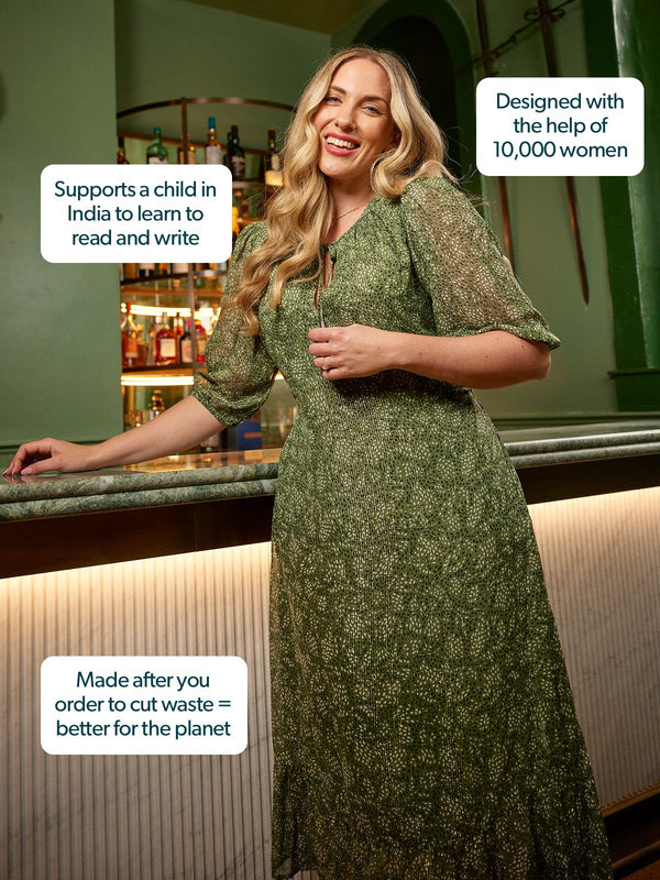 Maeve Dress - Lurex & Print Green