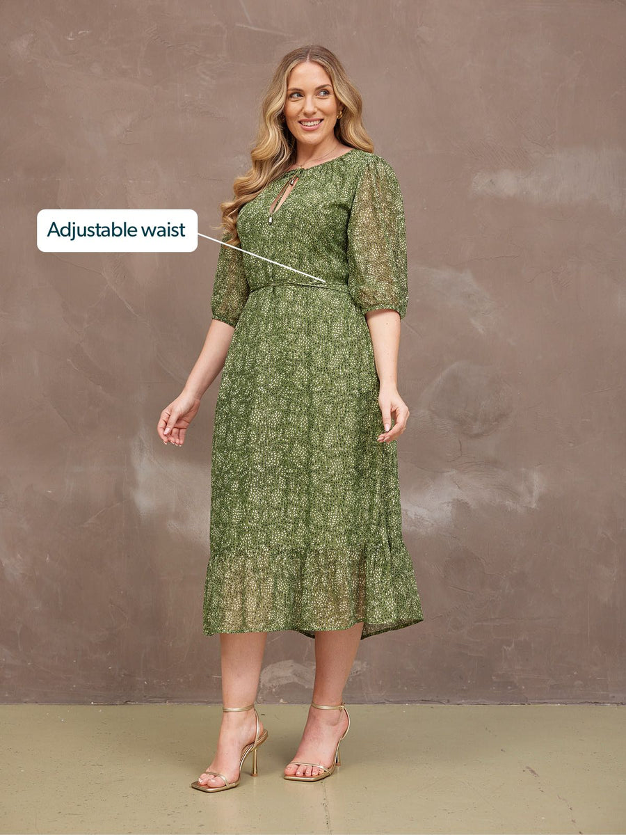 Maeve Dress - Gold Lurex & Green