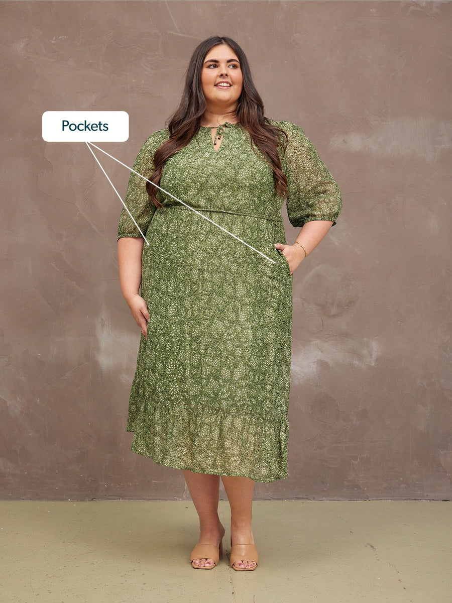 Maeve Dress - Gold Lurex & Green