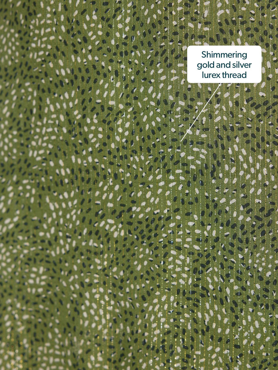 Maeve Dress - Gold Lurex & Green