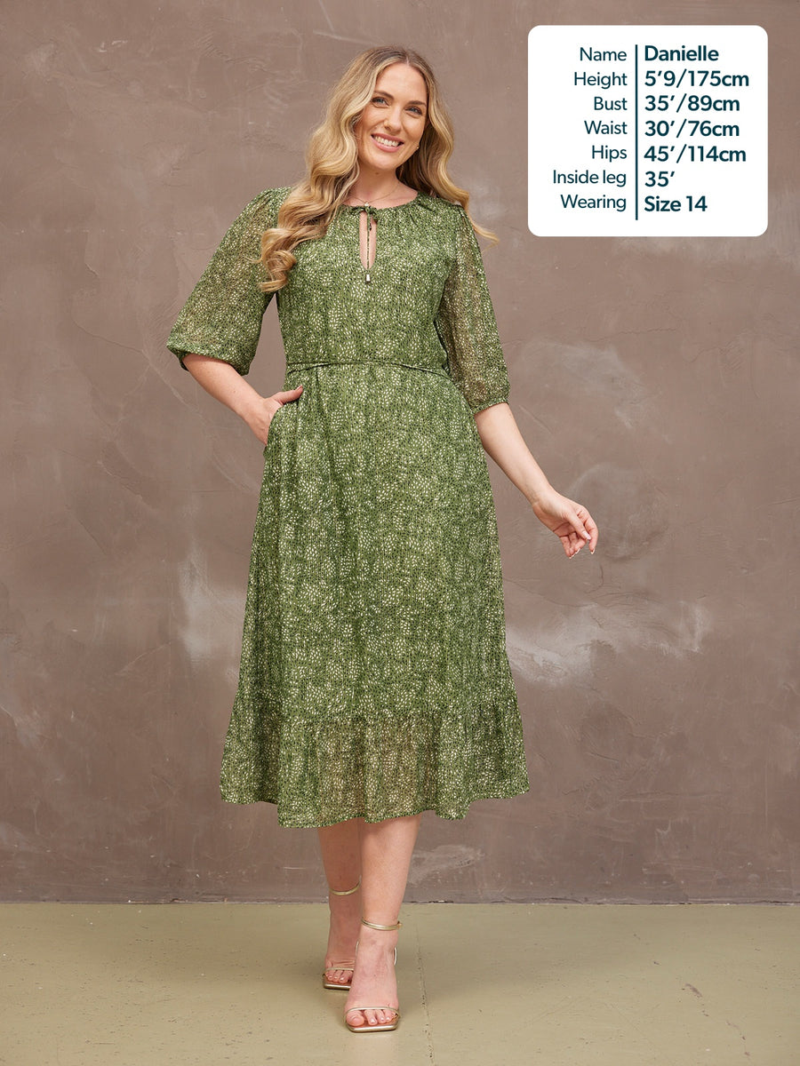 Maeve Dress - Gold Lurex & Green
