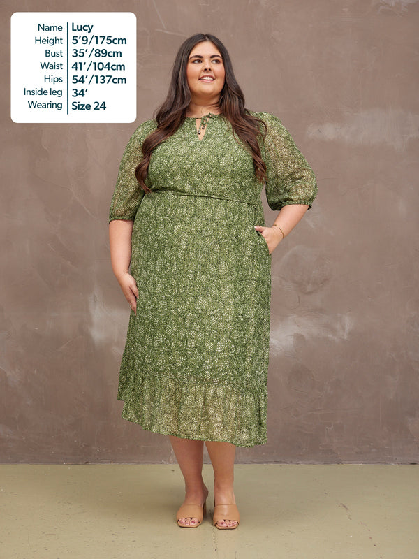 Maeve Dress - Lurex & Print Green
