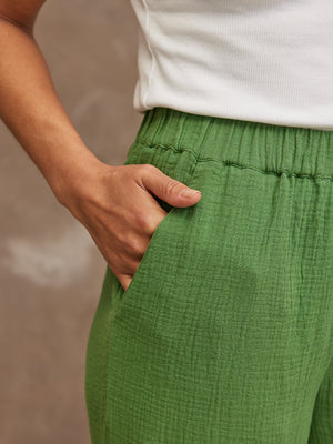 Maisie - Cotton Crinkle Culottes - Green