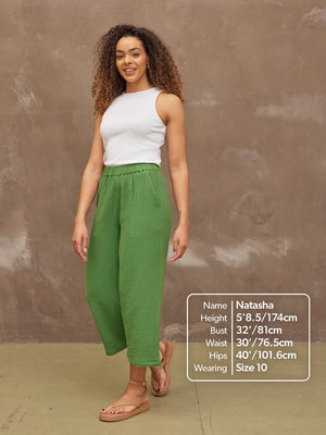 Maisie - Cotton Crinkle Culottes - Green