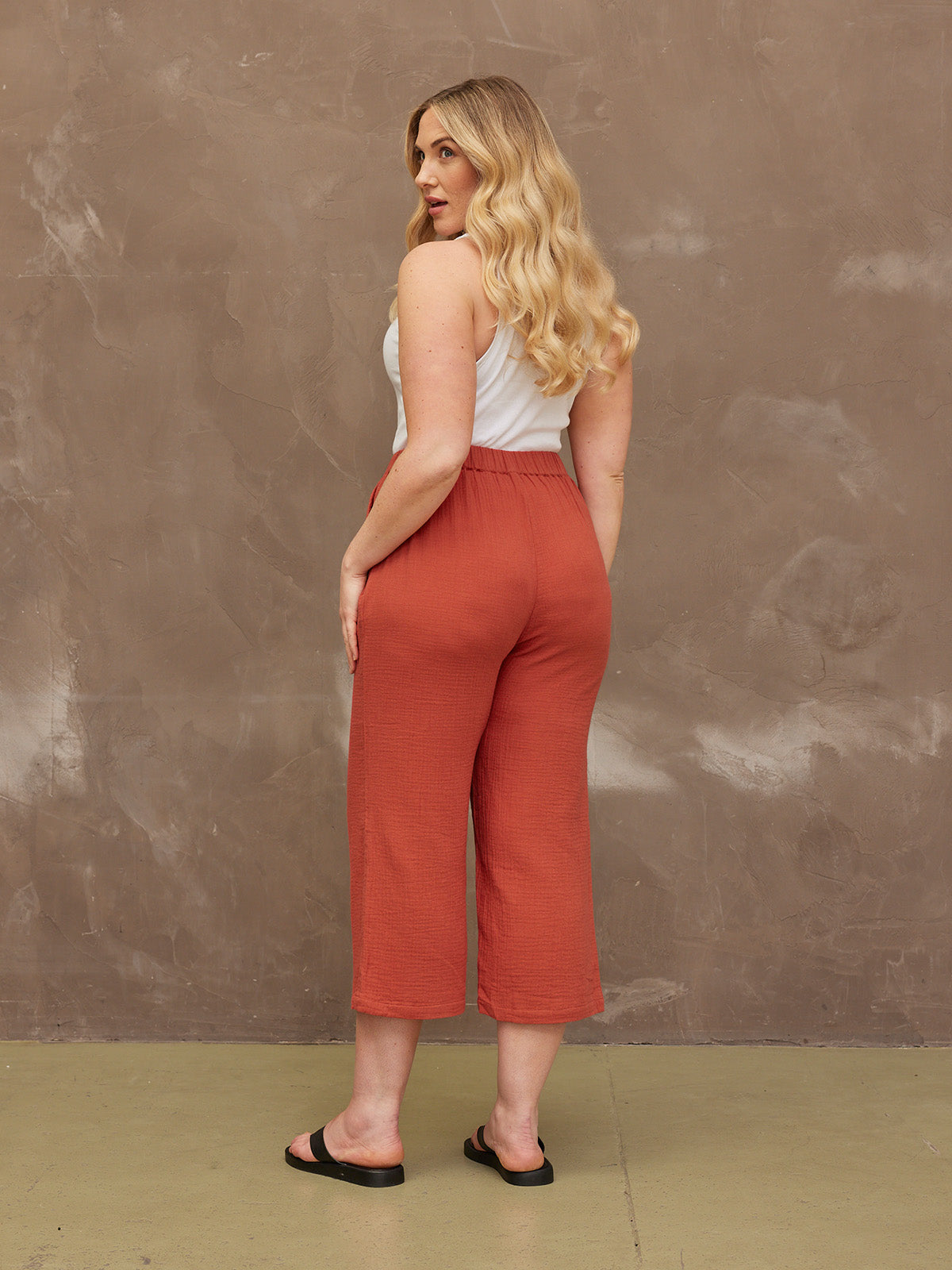 Maisie - Cotton Crinkle Culottes - Rust