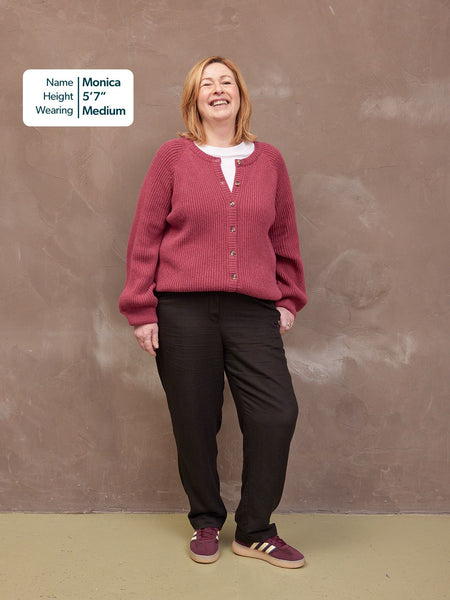 Margot Lambswool Rib Cardigan - Raspberry Pink