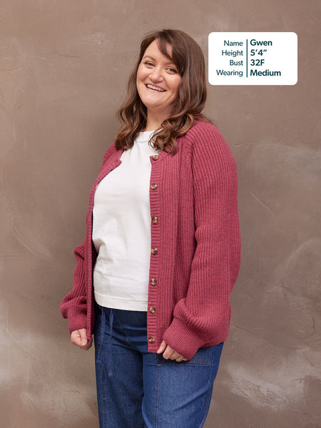 Margot Lambswool Rib Cardigan - Raspberry Pink