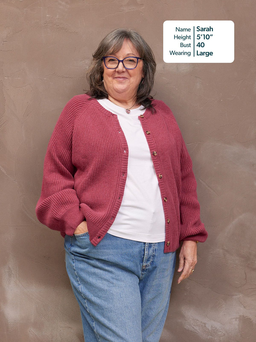 Margot Lambswool Rib Cardigan - Raspberry Pink