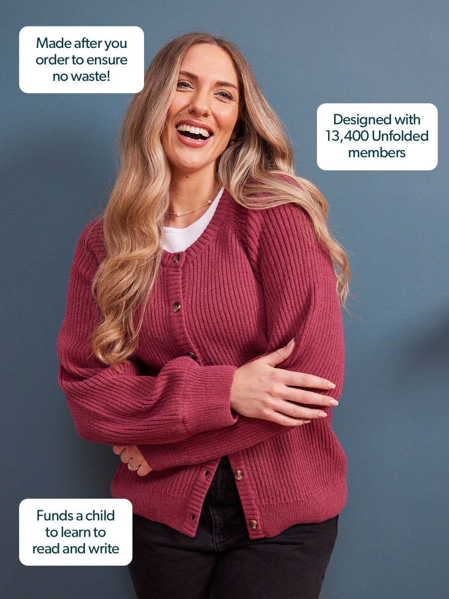 Margot Lambswool Rib Cardigan - Raspberry Pink