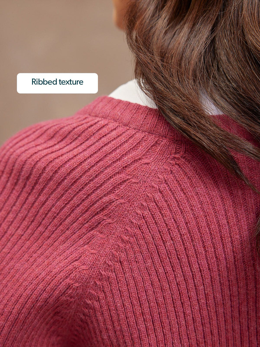 Margot Lambswool Rib Cardigan - Raspberry Pink