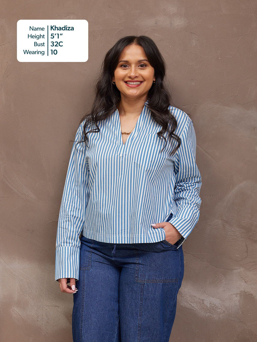 Maria Stripe Shirt - Blue and White