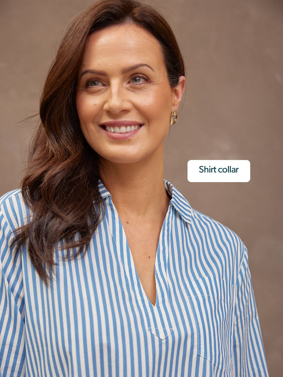 Maria Stripe Shirt - Blue and White