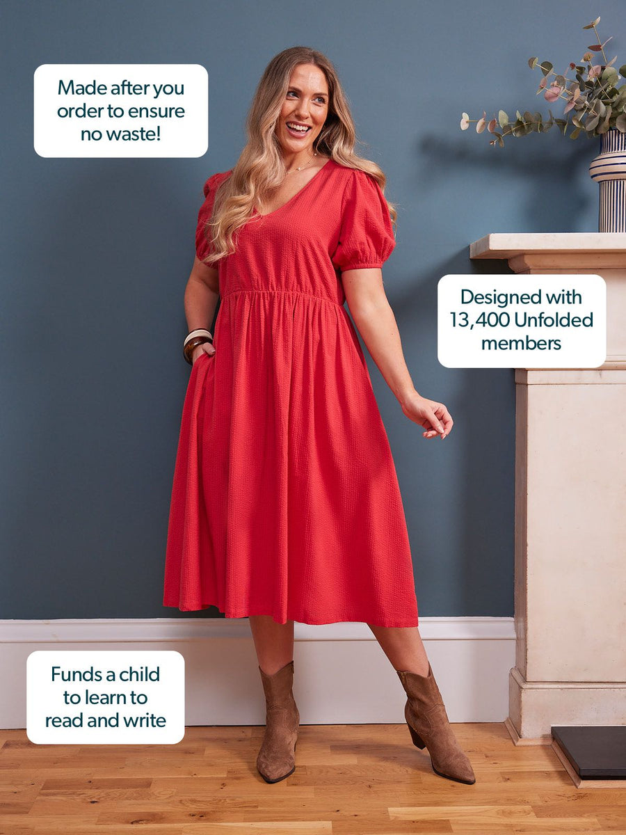 Marilyn Seersucker Dress - Red