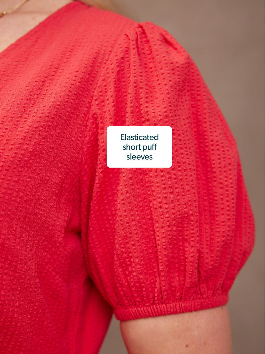 Marilyn Seersucker Dress - Red