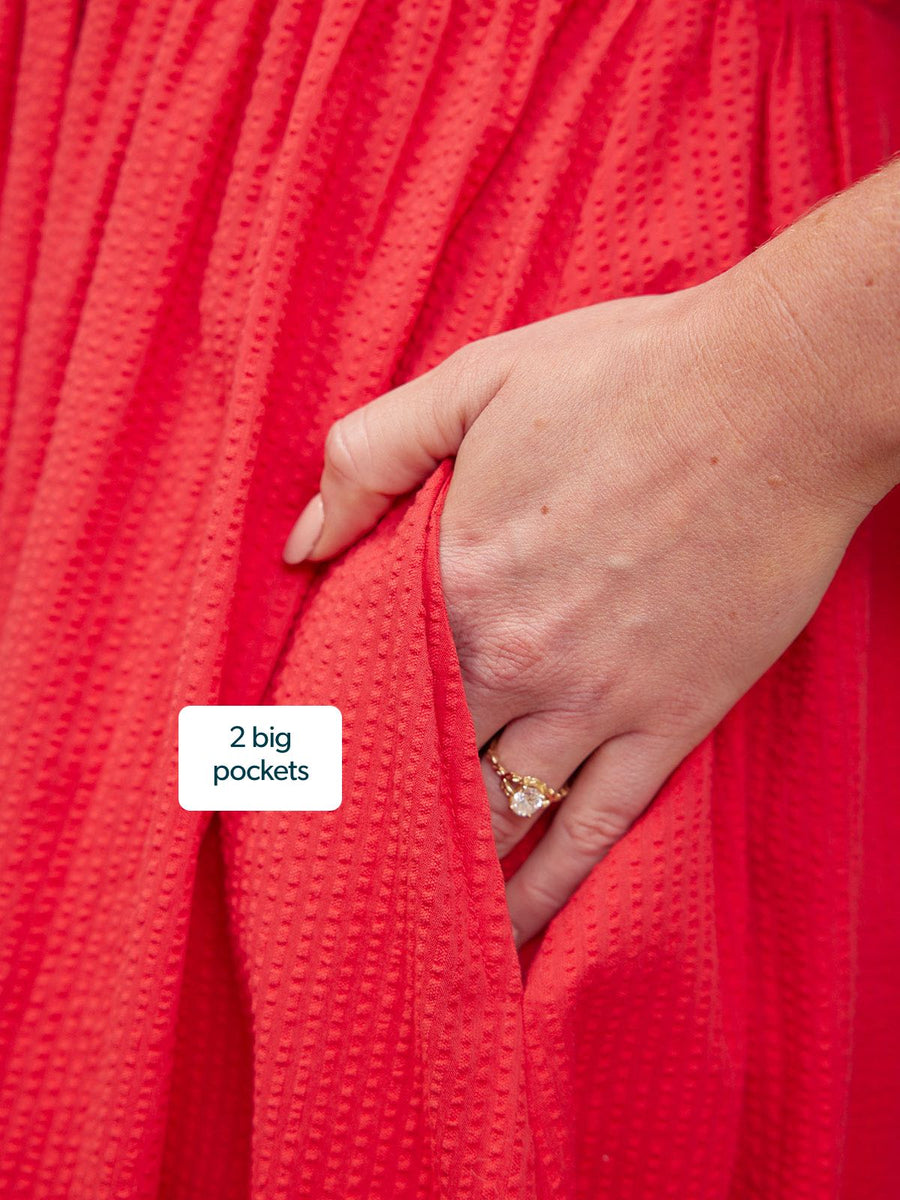 Marilyn Seersucker Dress - Red