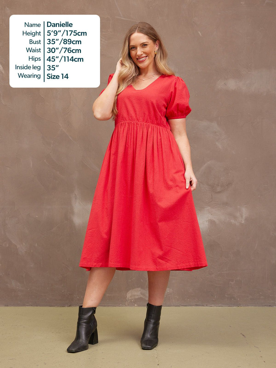 Marilyn Seersucker Dress - Red