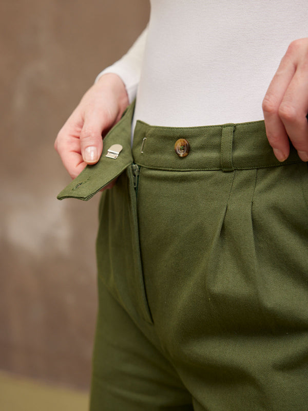 Maya - Straight Trouser - Khaki