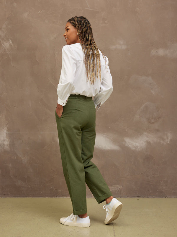 Maya - Straight Trouser - Khaki