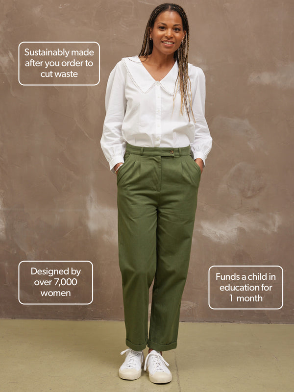 Maya - Straight Trouser - Khaki