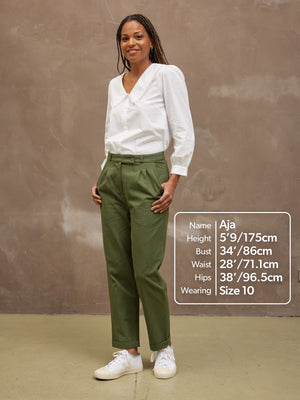 Maya - Straight Trouser - Khaki