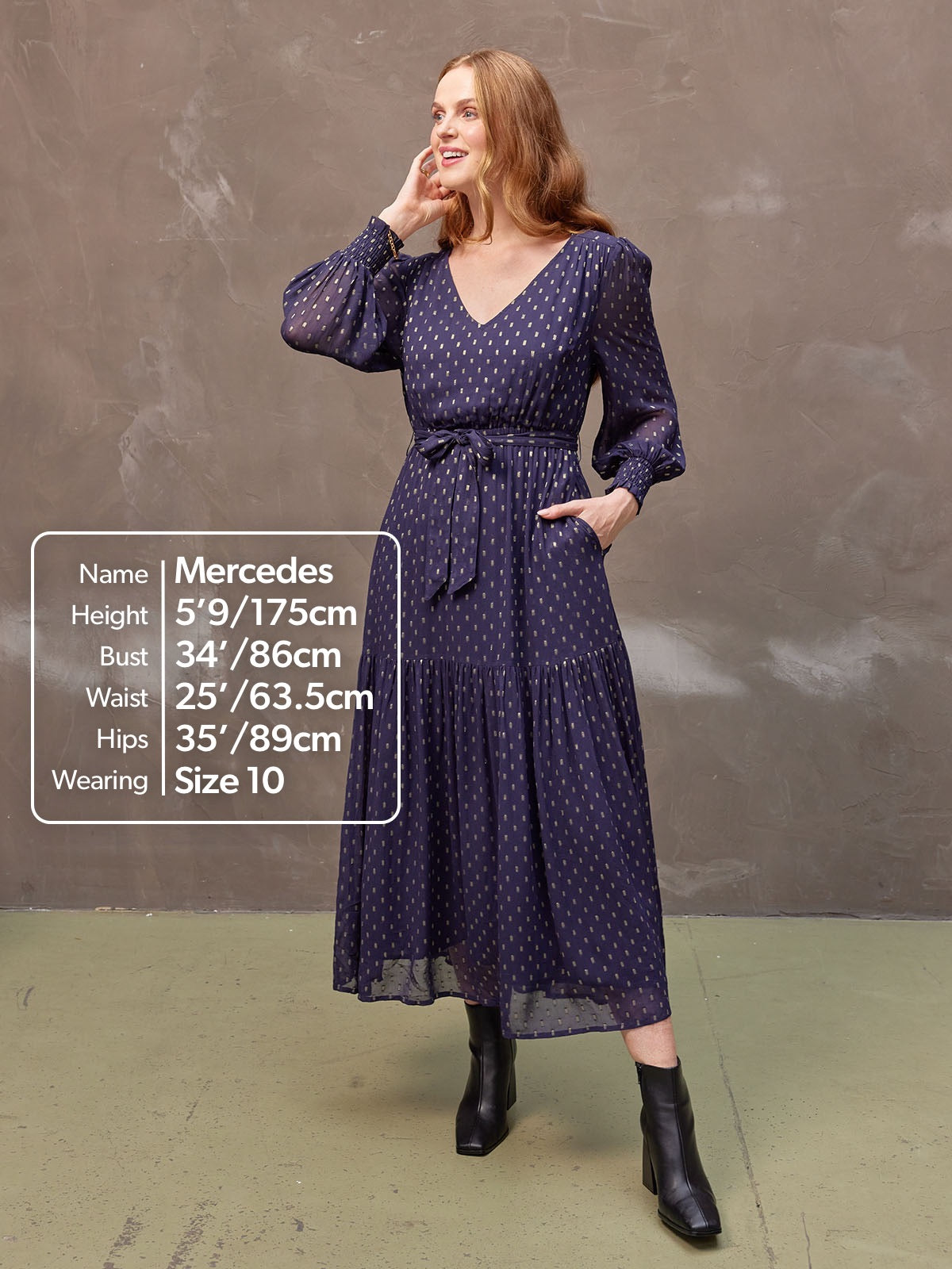 Long sleeve polka clearance dot midi dress