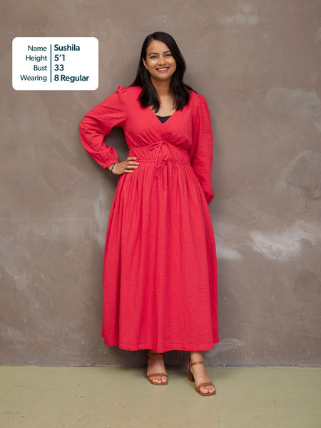 Miriam Red Seersucker Dress