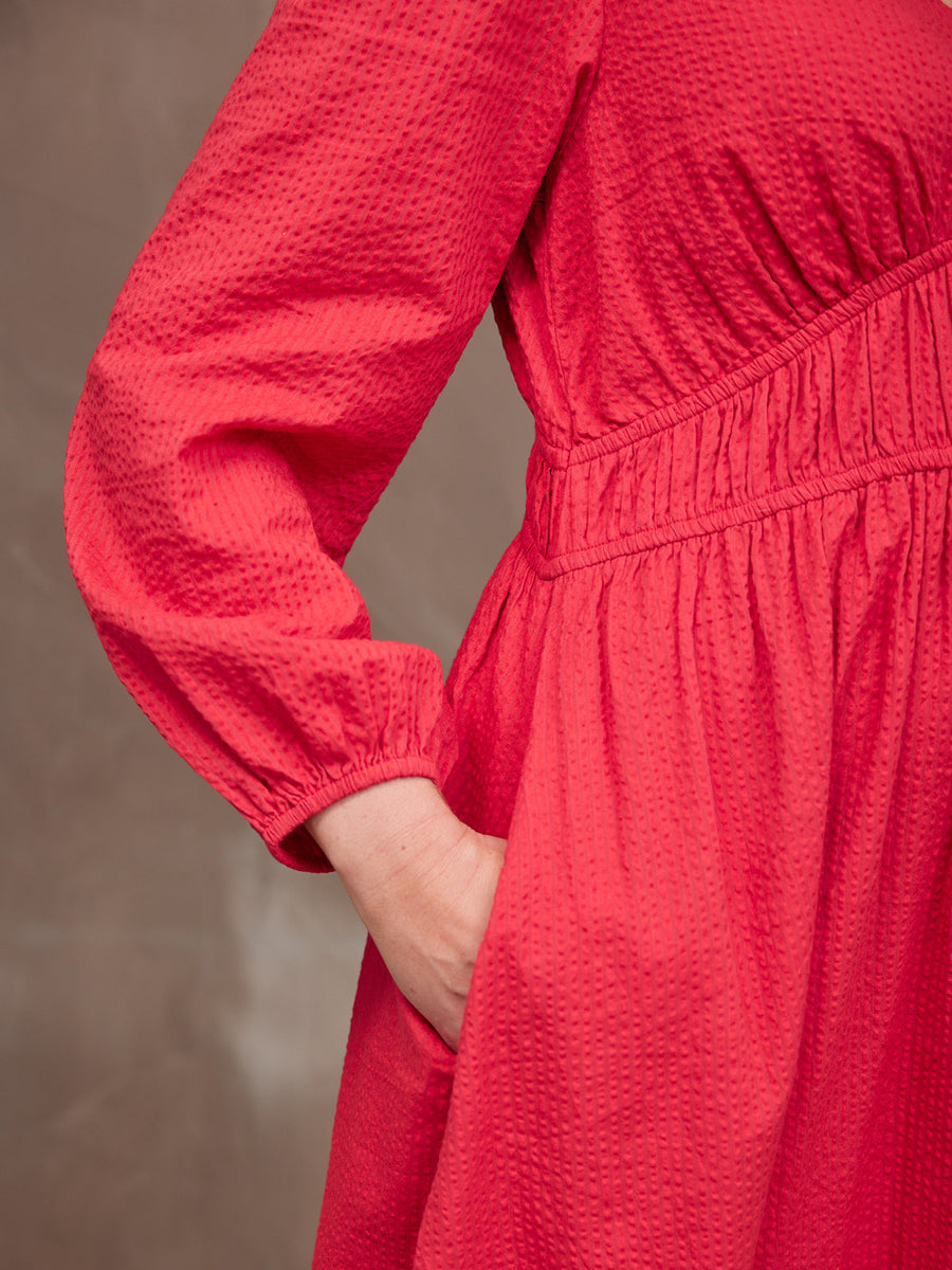 Miriam Red Seersucker Dress