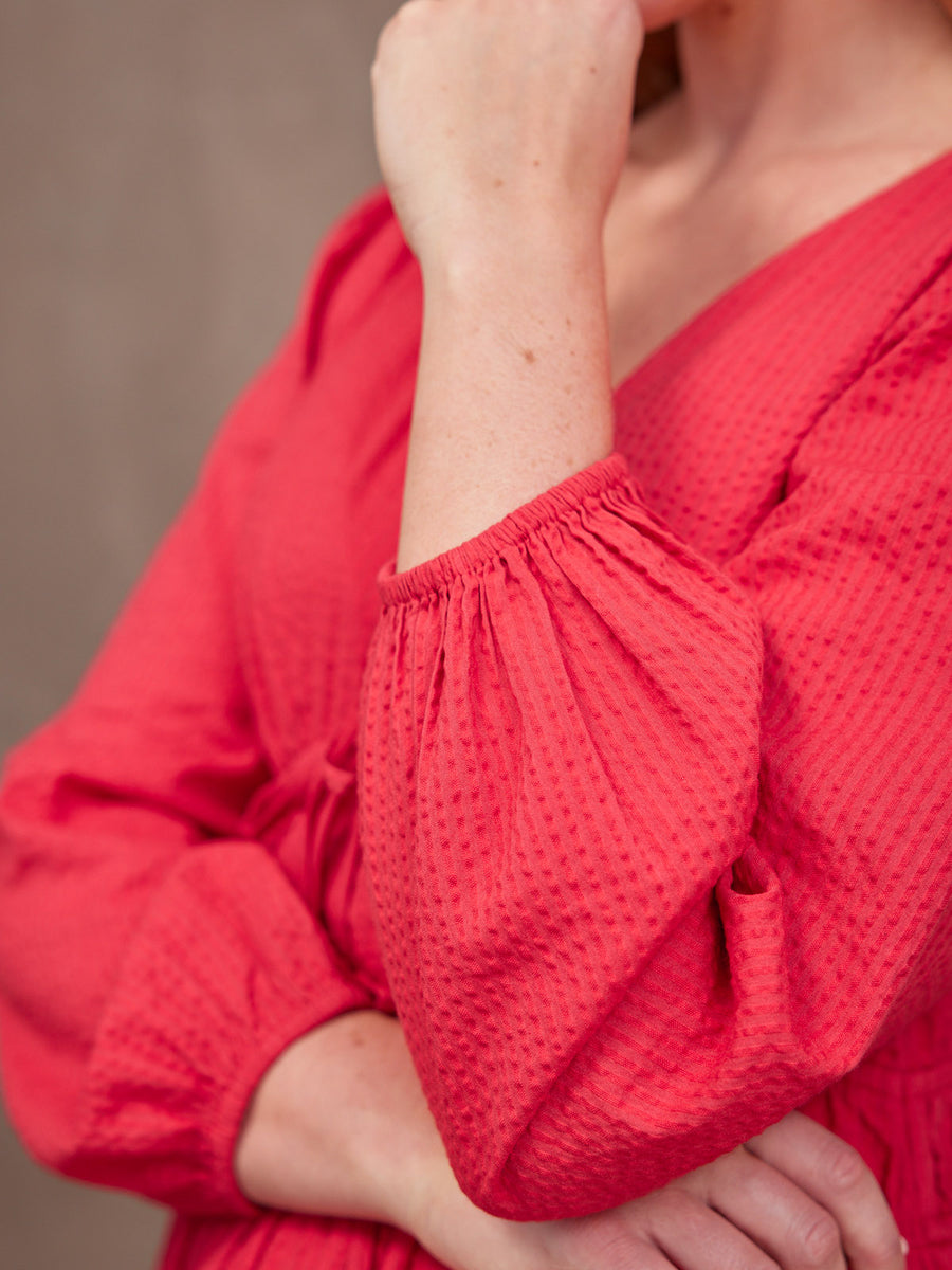 Miriam Red Seersucker Dress