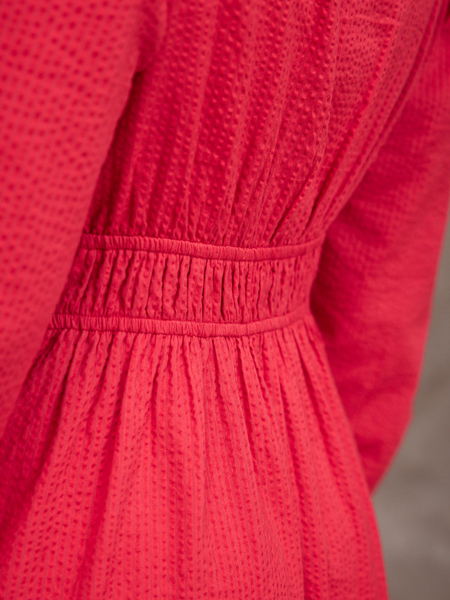 Miriam Red Seersucker Dress