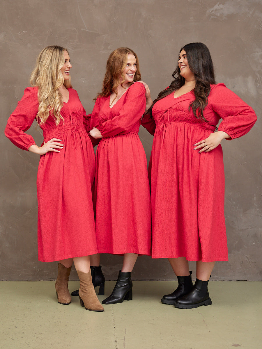 Miriam Red Seersucker Dress