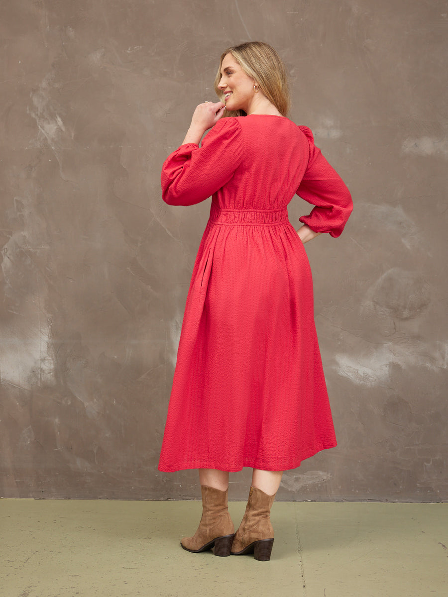 Miriam Red Seersucker Dress