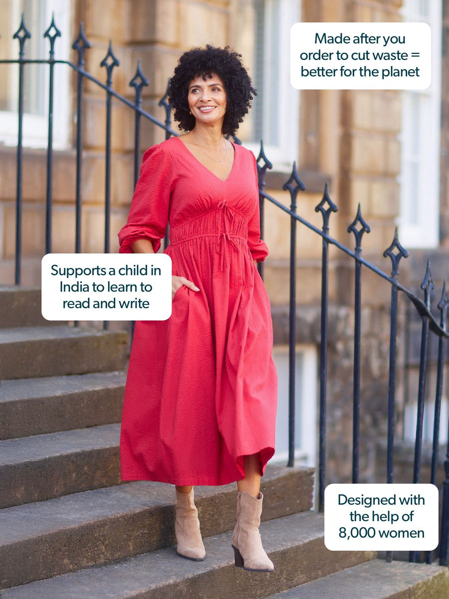 Miriam Red Seersucker Dress