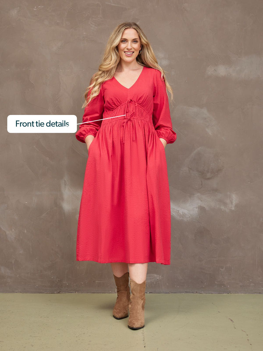 Miriam Red Seersucker Dress