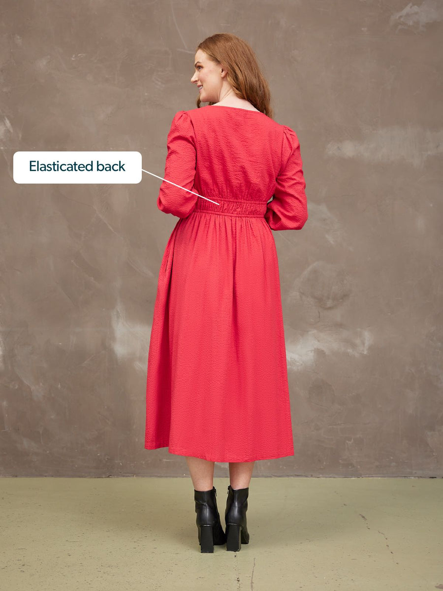 Miriam Red Seersucker Dress