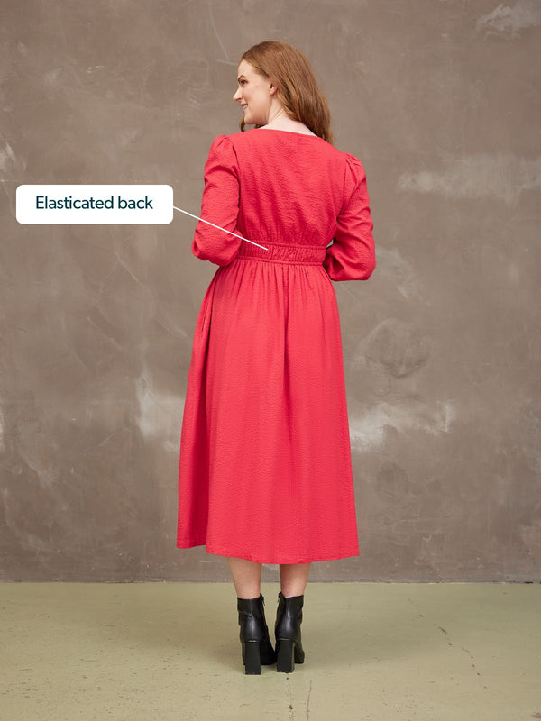 Miriam Red Seersucker Dress