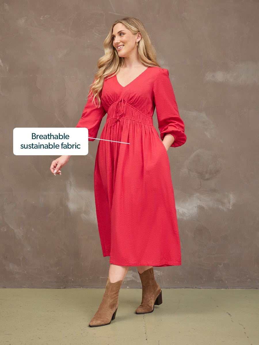 Miriam Red Seersucker Dress