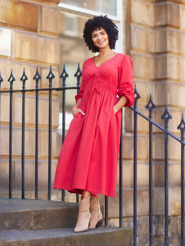 Miriam Red Seersucker Dress