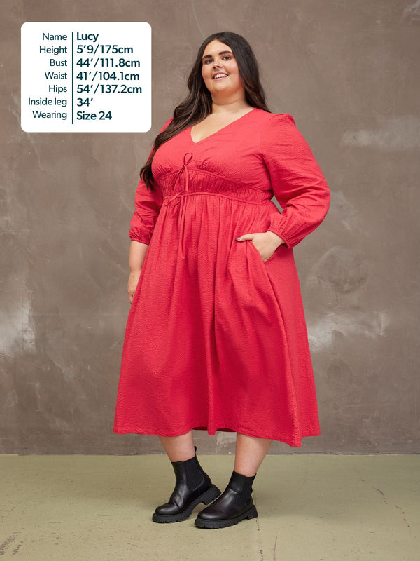 Miriam Red Seersucker Dress