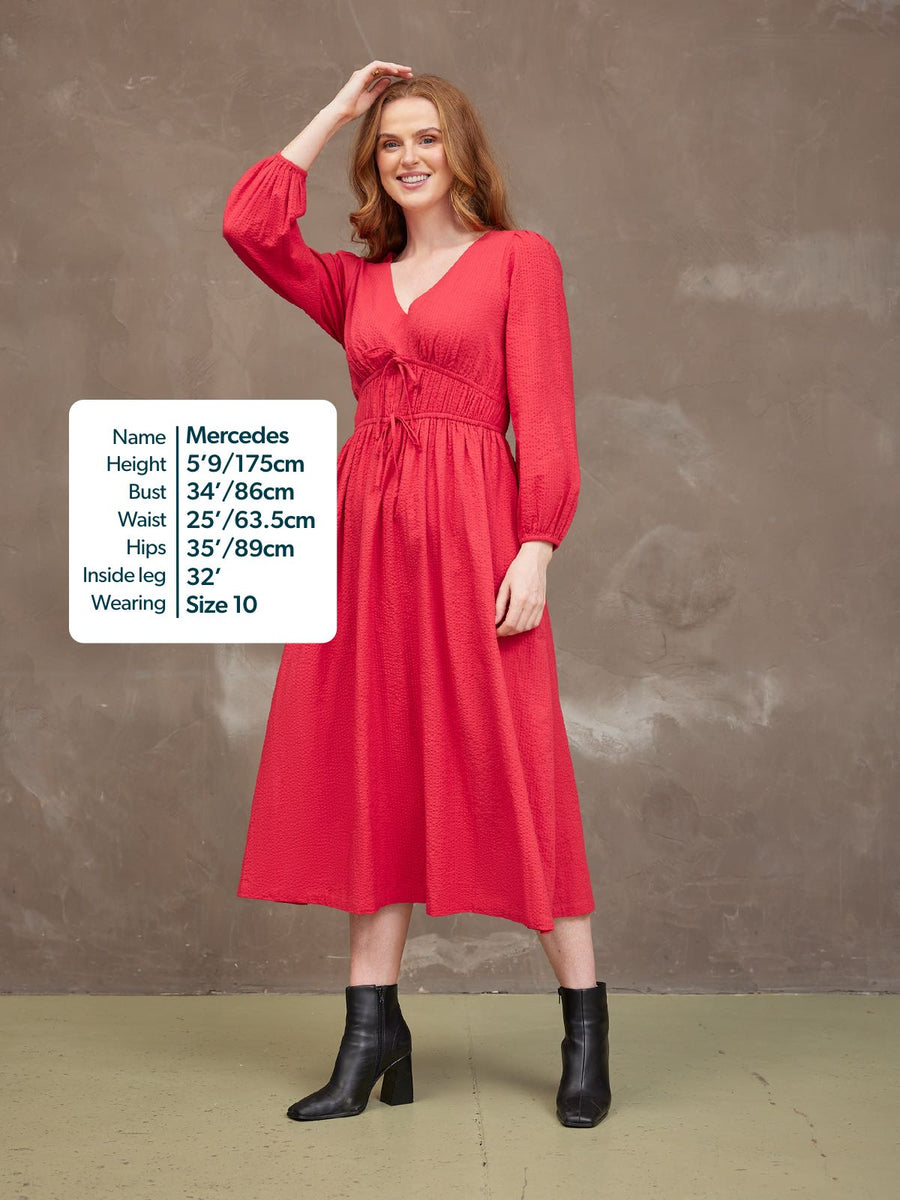 Miriam Red Seersucker Dress