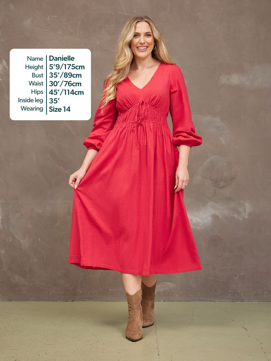 Miriam Red Seersucker Dress