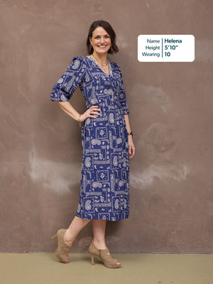 Naaila Paisley Dress - Navy