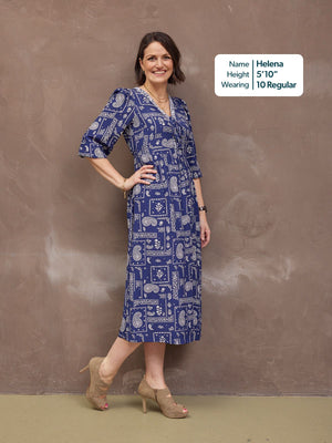Naaila Paisley Dress - Navy