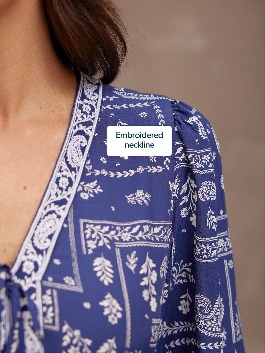 Naaila Paisley Dress - Navy