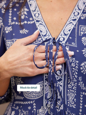 Naaila Paisley Dress - Navy