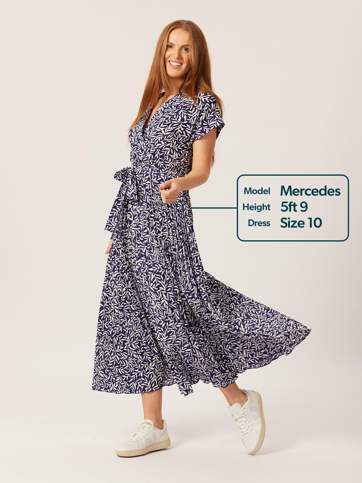 Nena - Pleated Dress - Navy Leaf Print This is Unfolded Nena - Pleated Dress - Navy Leaf Print This is Unfolded