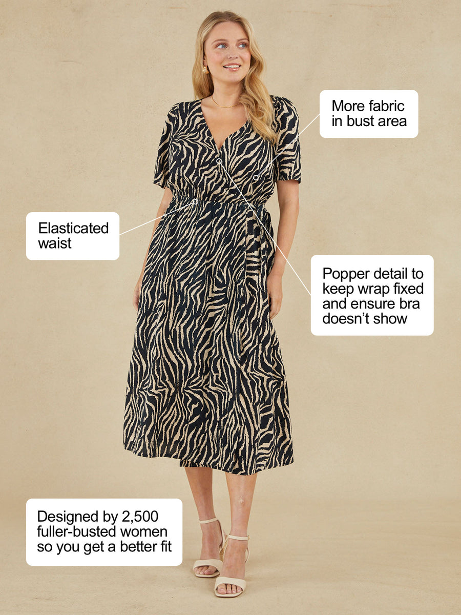 Paulomi - Short Sleeve Wrap Dress - Black Zebra Print