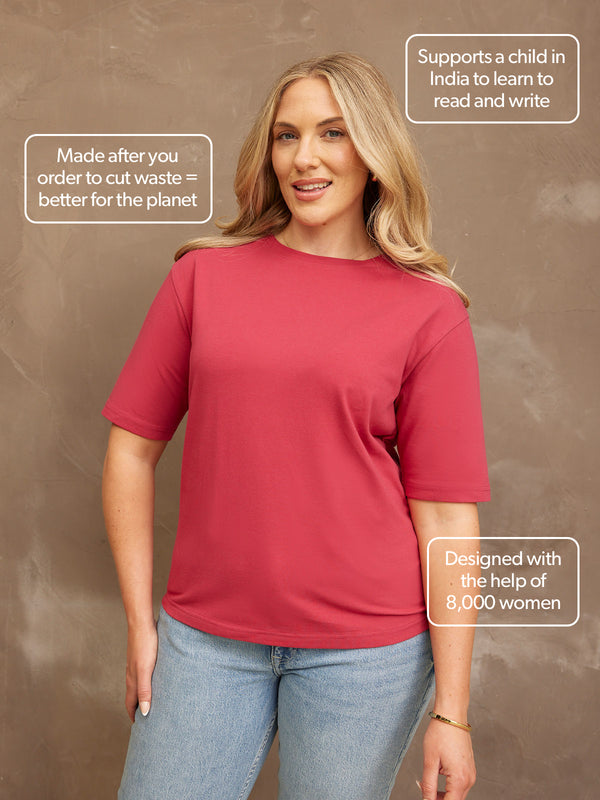 Penny - Crew Neck T Shirt - Pink